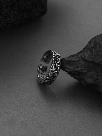 Vine Engraved Sterling Silver Ring - Image 2