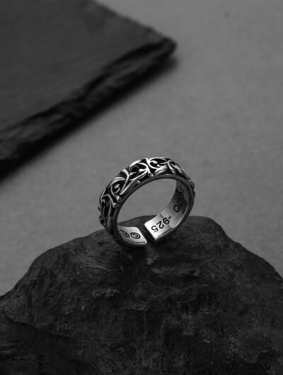 Vine Engraved Sterling Silver Ring
