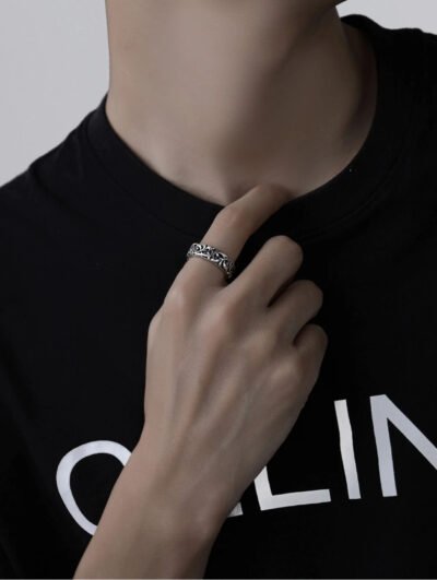 Vine Engraved Sterling Silver Ring - Image 4